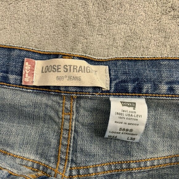 Vintage Levis 569 Jeans Men 44x26 Loose Straight Fit Blue Denim Y2K 2004 Relaxed - Picture 10 of 13